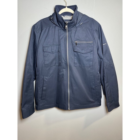 Calvin Klein Other - Calvin‎ Klein Men's Navy Blue Hooded Utility Jacket Size Large Cotton Blend